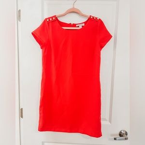 Forever 21 Red Short Sleeve Shift Dress with Gold Buttons